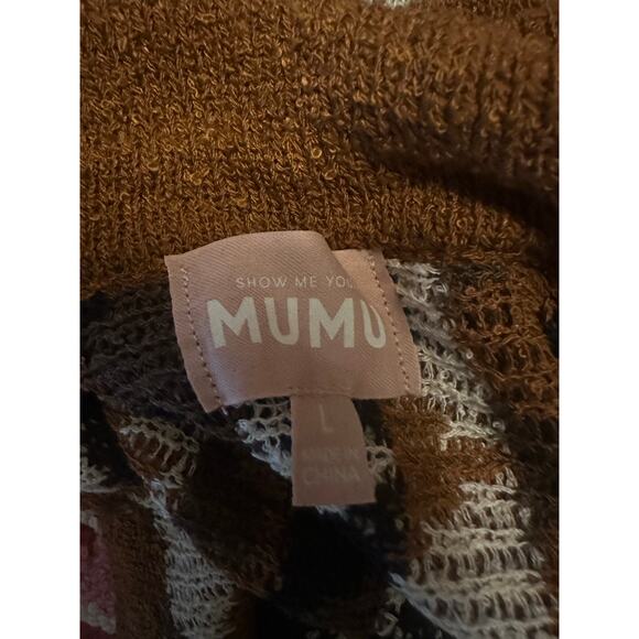 Women L Show Me Your Mumu Bennett Sweater Dress Brown Retro Wave Knit - Picture 6 of 6